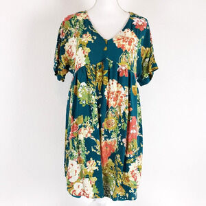 Andree by Unit SIZE M Multicolor Floral Dress Short Sleeve Lined Baby Doll Dress